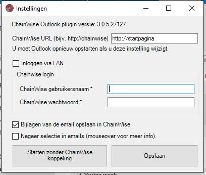 Meer informatie over LAN toegang is te vinden in het document ChainWise technische randvoorwaarden t.b.v. LAN verbinding. dat te vinden is op www.chainwise.