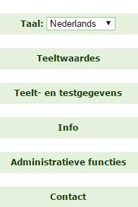 Inhoud van de databank De handleiding gebruikt de Nederlandse tekst Klik Teeltwaardes) Teelt- en testgegevens betreft het invoeren van gegevens