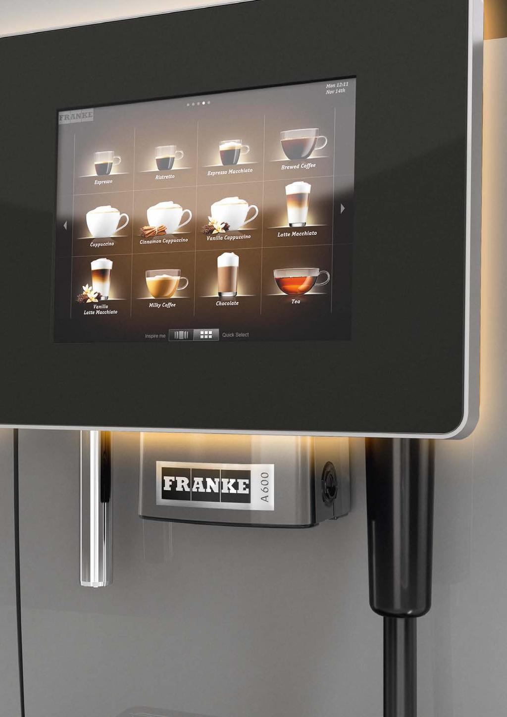INTELLIGENT EN GEBRUIKERSVRIENDELIJK Een in ieder opzicht intelligente koffiemachine: de A600 geeft de dialoog tussen gebruiker en machine een nieuwe betekenis.