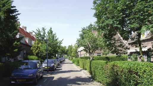 Met voornamelijk eengezinswoningen, voor- en achtertuinen, veel groen en een stadstuin, krijgt Sluispolder-West het karakter van een tuindorp.