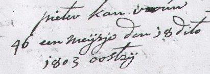 Klaas Kan z. vr. 24-10-1805 Fl. 3, De vrouw van Klaas Kan overleed op 24 oktober 1805. Antje Dekker en Jopje Swaardemaker waren allebei getrouwd met een Klaas.