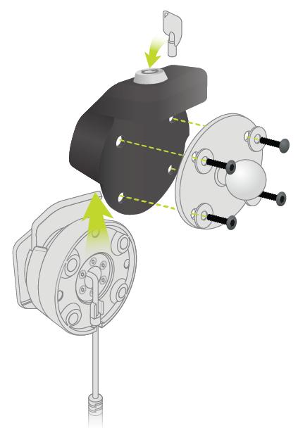 De antidiefstaloplossing gebruiken Als je systeem is geleverd met een antidiefstaloplossing, bestaat deze uit twee onderdelen: Een RAM-slot voor de houder.