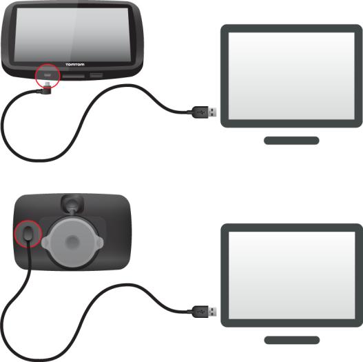 Opmerking: verbind de USB-kabel rechtstreeks met de computer en niet met een USB-hub of een USB-poort