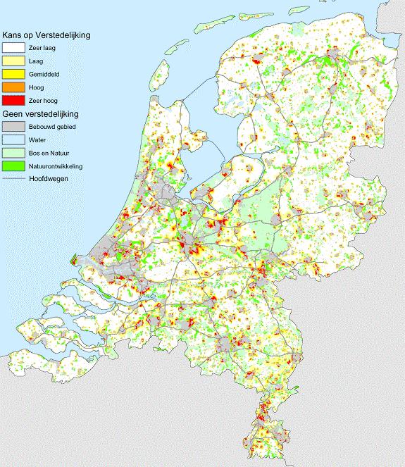 De onderbouwing van de Nota Ruimte ruimte, mobiliteit en milieu 20 ruimtelijk beeld laat zien dat de stedelijke netwerken zich verdichten, enkele nieuwe verstedelijkingsconcentraties ontstaan, en