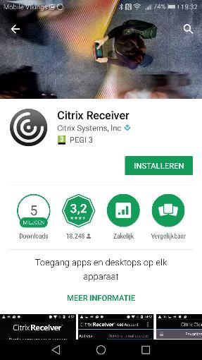 Citrix Receiver voor Android De Citrix receiver is