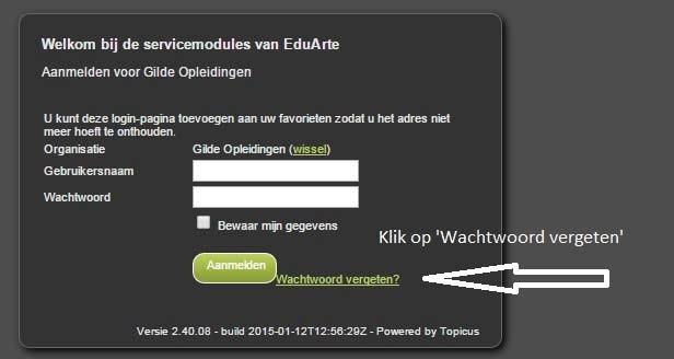 Ben je als student zijnde jouw wachtwoord vergeten, dan kun je dit als volgt opnieuw instellen: Klik op de link Wachtwoord vergeten?