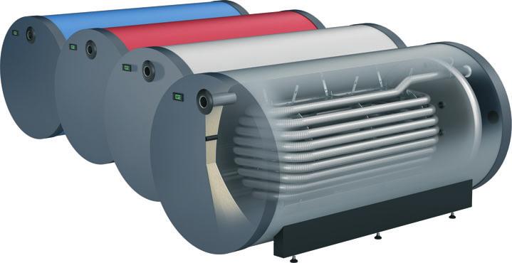 De horizontale plaatsing van de warmtewisselaar zorgt bij liggende boilers behalve voor een groter warmtewisselaaroppervlak, tevens dat de warmte in lagen kan worden opgeslagen.