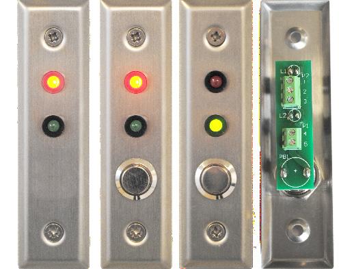 SIGNALISATIE-LEDS SW-O5 SW-05PB Deurstand signalering met en zonder drukknop Inox 303 uitvoering Inbouw LEDs in groen en rood