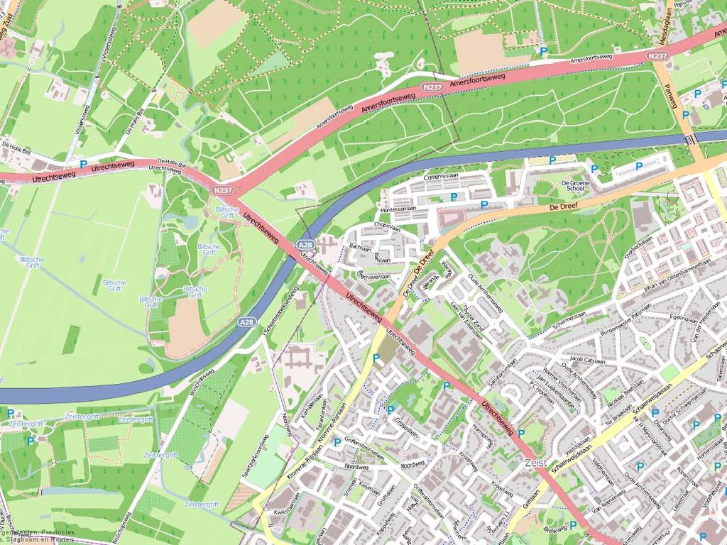 2. Situatieschets De Utrechtseweg is een doorgaande weg door de kern Zeist, van noordwest naar zuidoost. De weg maakt deel uit van de hoofdinfrastructuur.