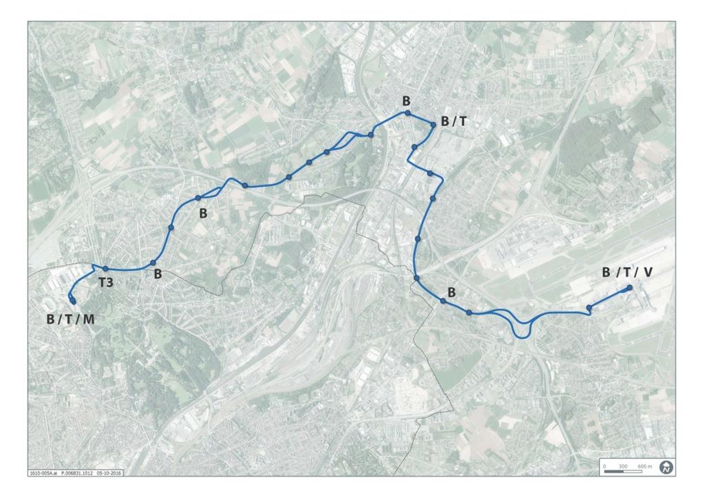 2. Daar waar de Ringtrambus het traject van de Ringtram zal volgen, zal de trambus in eigen bedding rijden; dit zijn segmenten 1, 2, 5 en 7.
