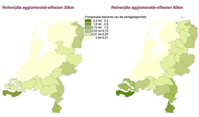 Afbeelding 12 Toename werkgelegenheid bij wegvallen grensbarrières (Bron:CPB, 2016) Conclusie Zeeuws-Vlaanderen heeft lange tijd gefunctioneerd, of kunnen functioneren als een aparte regio met een