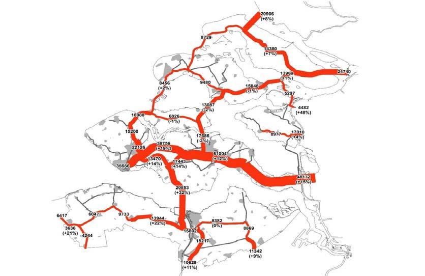 Westerscheldetunnel heeft daar sterk aan bijgedragen. Deze Noord-Zuid verbinding is inmiddels na de A58 de meest gebruikte verkeersweg in Zeeland (Afbeelding 4).