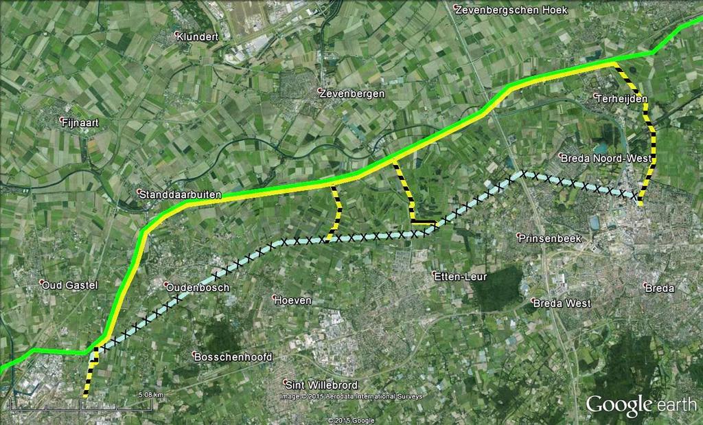 5. 150kV-verbindingen in de Zuid-west 380kV Tracé Zuid voorziet erin dat er twee bestaande 150kV-verbindingen met de nieuwe lijn worden gecombineerd.