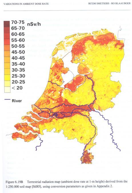 Stralingsniveaus uit de bodem