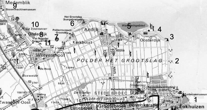 Op de kaart ziet u de belangrijkste locaties van DODAARZEN aan de IJsselmeerkust tussen Enkhuizen en Medemblik.