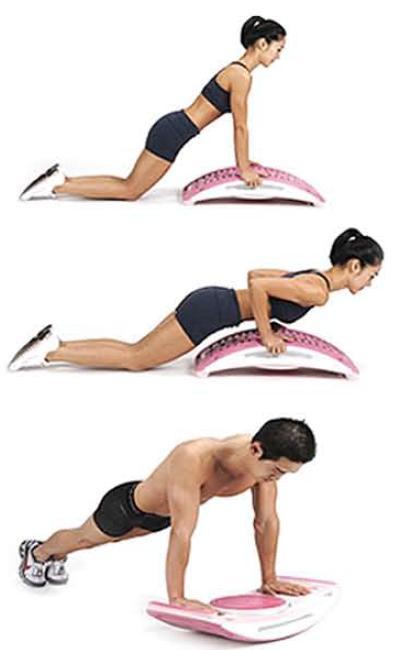 Push-up oefeningen: Doe push-ups met de knieën op de grond.