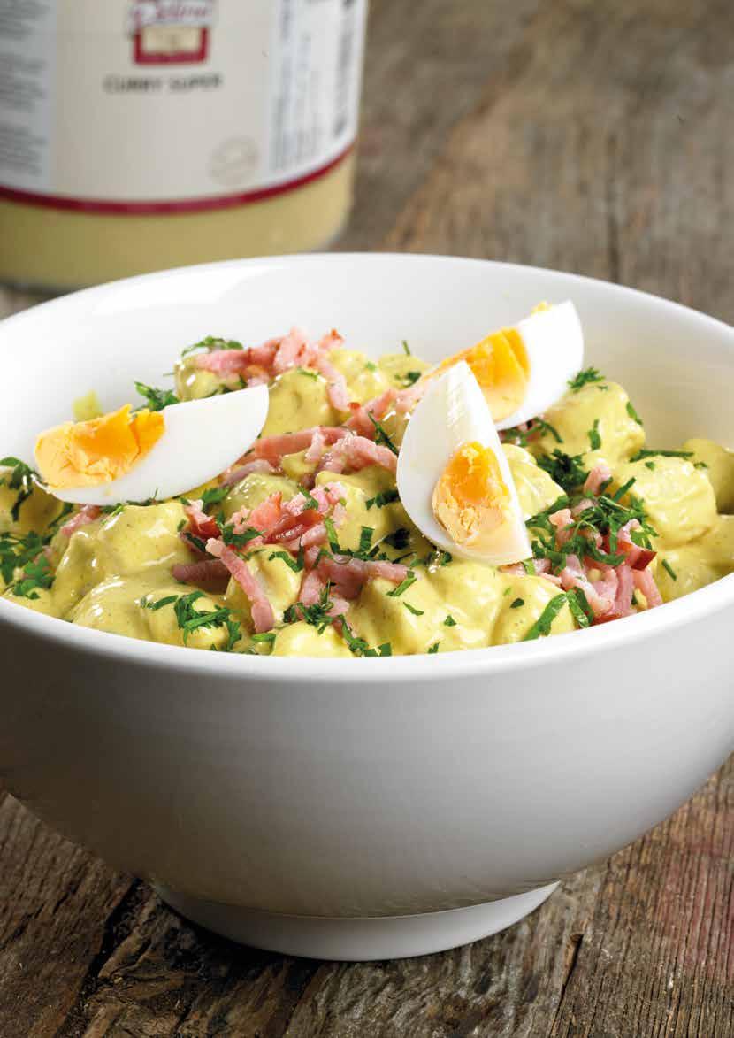 Aardappel salade met gerookt spek & Curry Super Quick & easy 500 g gekookte, geschilde