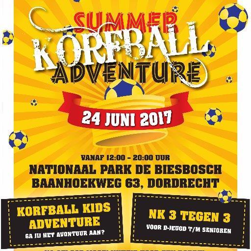Op 24 juni organiseert Korfbalevent de Summer Korfball Adventure in Nationaal Park De Biesbosch. Het evenement in verdeeld in 2 onderdelen, de Kids Adventure en het Nederlands Kampioenschap 3 tegen 3.