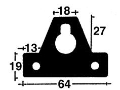 KASTOPHANGERS Haak voor kastophangers in ijzer met gleuf lengte x dikte 50 x 5,2 mm 227-0952 50 x 5,8 mm 227-0958 65 X