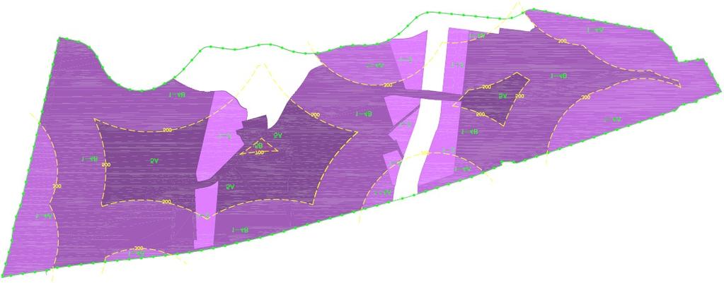 Figuur 3.0 Plankaart B: Milieuzonering I Tabel 3.2 Overzicht indeling plangebied naar milieucategorieën Milieucategorie Oppervlakte [ha] Oppervlakte [%] 1-3 (max. hinderafstand 100 m) 17 14 1-4 (max.