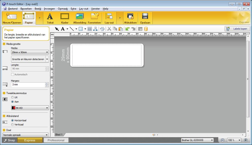 P-touch Editor gebruiken 2-kleuren afdrukconfiguratie 6 De printer kan 2-kleuren afdrukken.