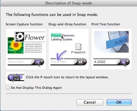 P-touch Editor gebruiken Modus Snap In deze modus kunt u een schermopname maken en deze als afbeelding afdrukken en opslaan voor later gebruik.