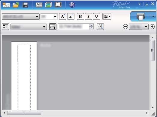 P-touch Editor Lite gebruiken (alleen Windows ) 3 3 Labelweergave Weergave Functie Deze labelweergave verschijnt wanneer de software wordt gestart.