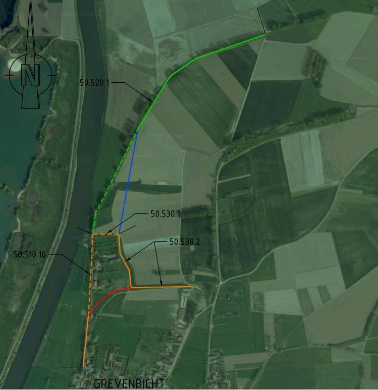 Figuur 2.5: Locatie nieuwe waterkering Grevenbicht 2.5 WIJZE UITVOER WERKZAAMHEDEN De methode van uitvoering zal door de aannemer bepaald worden.