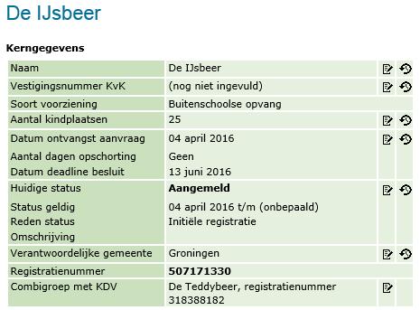 De combigroep is nu geregistreerd en zichtbaar in de kerngegevens van de BSO.