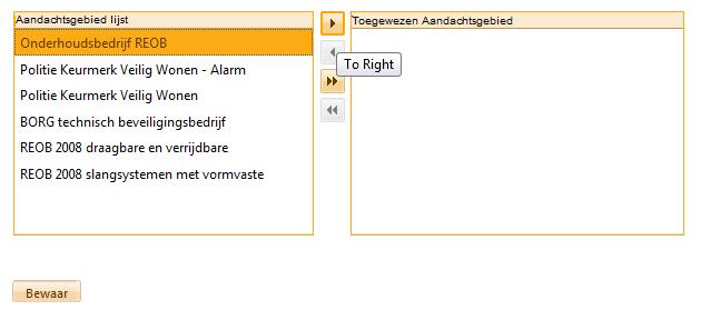 4. Selecteer het betreffende aandachtsgebied en sleep het naar de rechterzijde van het scherm totdat het daar getoond wordt. 5.