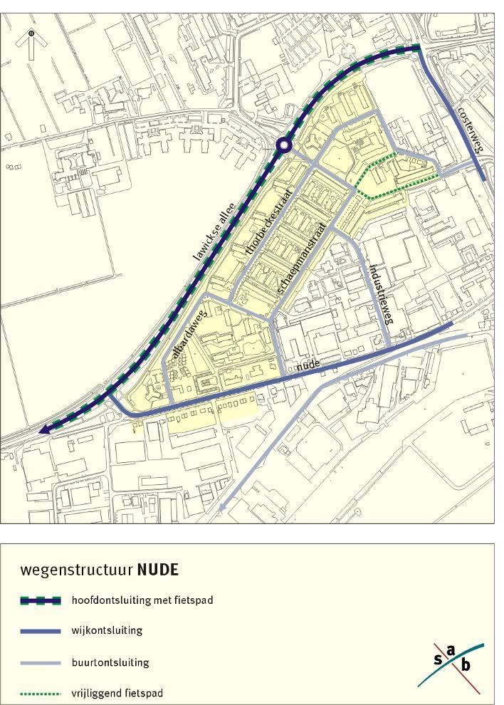 ruimtelijke structuur bebouwingsstructuur De Nude is een oude uitvalsweg waarlangs nog fragmenten van oude lintbebouwing aanwezig zijn.