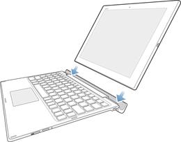 Het toetsenbord automatisch koppelen met het tablet via NFC 1 Tablet: zorg ervoor dat de NFC-functie is ingeschakeld en dat het scherm actief en ontgrendeld is.