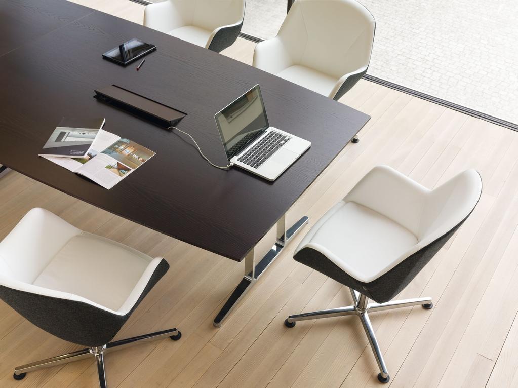 Speciaal voor vergaderruimtes is de skill serie uitgebreid met een vergadertafel met een vast onderstel: Optisch