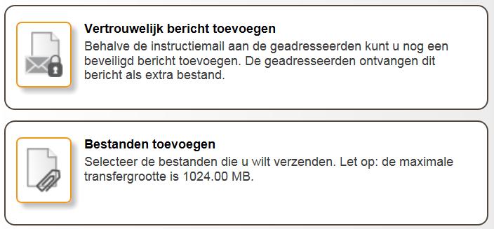 Nadat u het e-mailadres van de ontvanger heeft ingevoerd, kunt u kiezen uit het