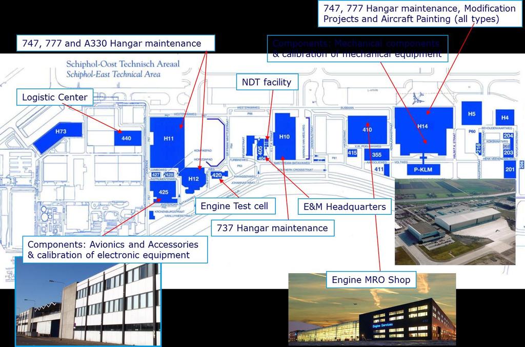 KLM Engineering & Maintenance Schiphol facility overview