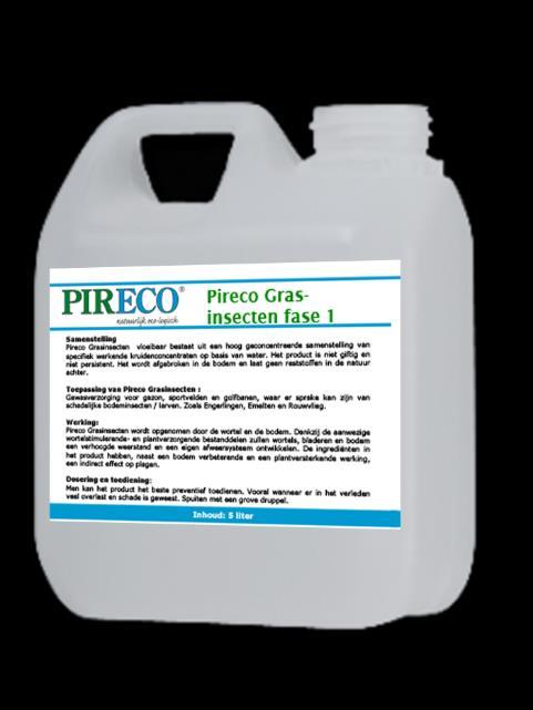 Grasinsecten Samenstelling: Pireco Grasinsecten bestaat uit een hoog geconcentreerde samenstelling van specifiek werkende kruidenconcentraten op basis van water.