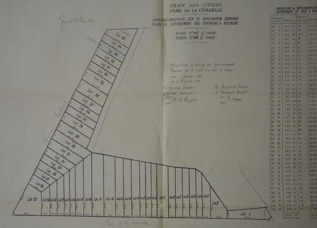 Foto 19: Verkavelingsplan en prijszetting van Serie I (Noordzijde Parklaan +