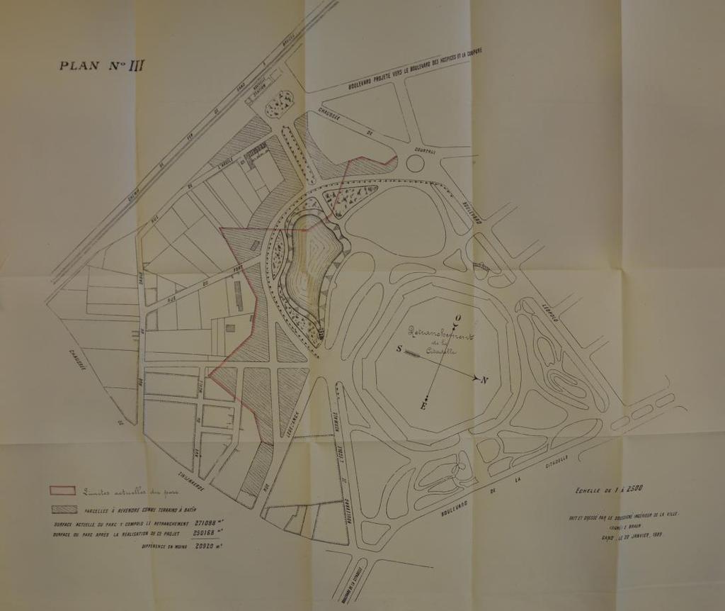 la gare de Gand (St Pierre), Gent. Foto 14: Urbanisatieplan E. Braun, ontwerp III. Bron : BRAUN E.