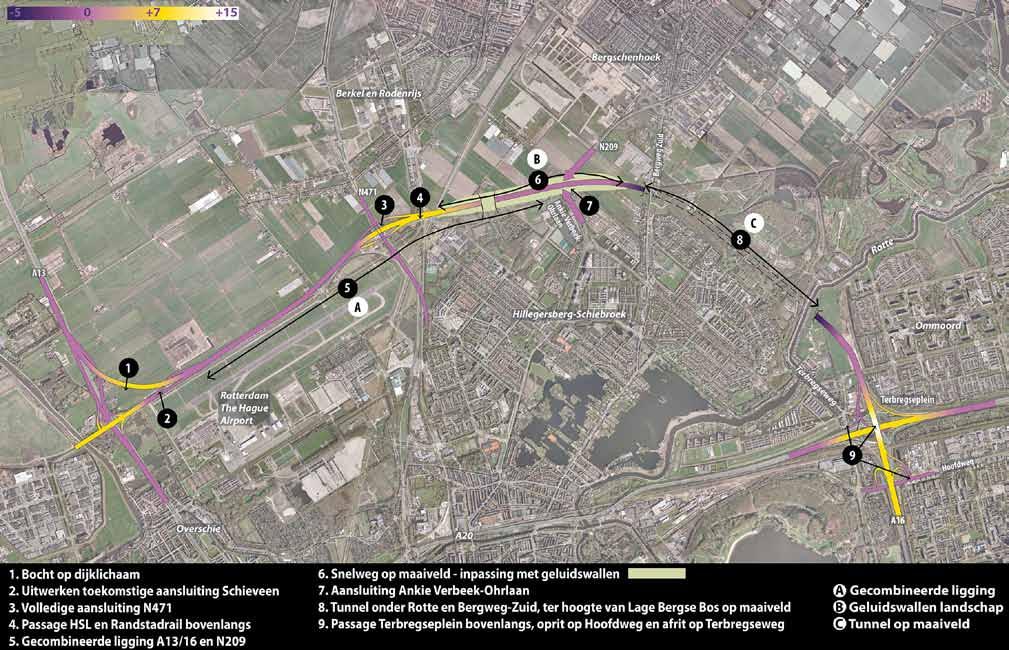 Afbeelding 4: Vaststaande onderdelen A13/A16, aansluitingen en inpassing De stadsregio Rotterdam en de gemeente Rotterdam bekostigen de extra inpassingsmaatregelen.