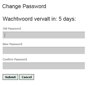 Als u inlogt op de afnamemonitor en uw wachtwoord is nog minder dan 5 dagen geldig, ontvangt u hiervan een melding op uw scherm. Afbeelding 4.