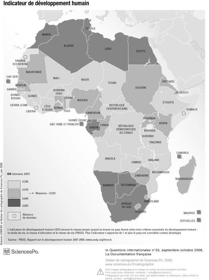 Document 1 De Human Development Index van Afrika in 2007 Source: Sciences