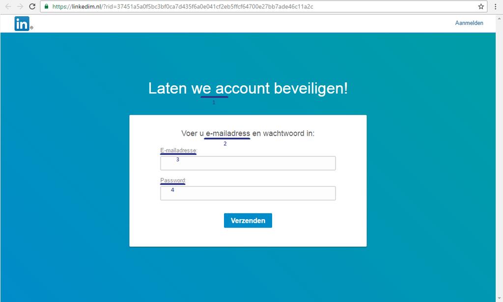 Afhankelijk van de gebruikers instelling zal LinkedIn automatisch inloggen of zal een wachtwoord incorrect bericht worden weergegeven.