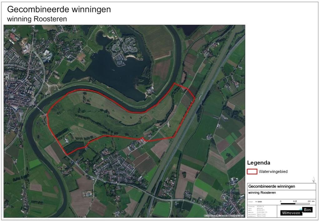 5.5. Ruimtegebruik in het waterwingebied Het waterwingebied ligt tussen de Maas en het Julianakanaal in het natuurgebied De Rug (zie afbeelding 5.4).