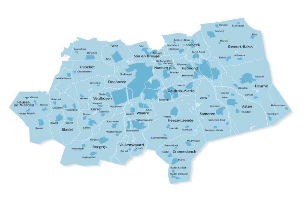 1. Inleiding 1.1 Algemene inleiding De regio Zuidoost-Brabant telt 21 gemeenten. Deze gemeenten nemen deel aan diverse gemeenschappelijke regelingen.