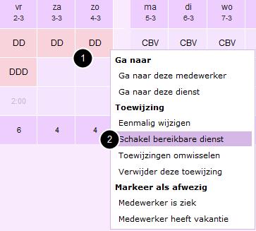 Bereikbaarheidsdienst in Het is mogelijk om een bereikbare dienst aan te geven.