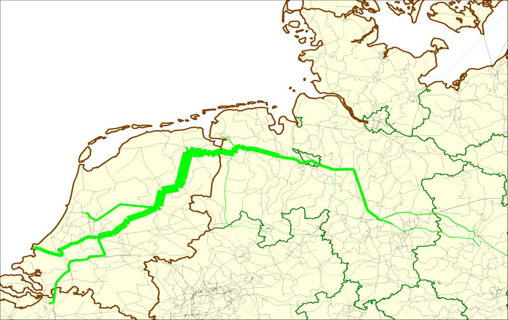Tabel 2: Vervoerspotentieel voor de Wunderline in t in 2035 in de onderzochte uitbreidingsscenario's Routeverschuiving tussen Duitse en Nederlandse regio's in t Potentiële verschuiving (modal shift)