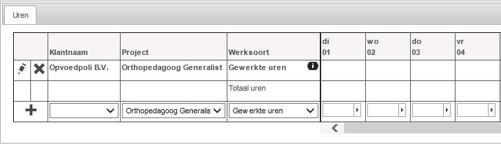 Voordat je begint met het schrijven van uren, is het belangrijk na te gaan welke urensoorten je allemaal nodig hebt in de betreffende maand.