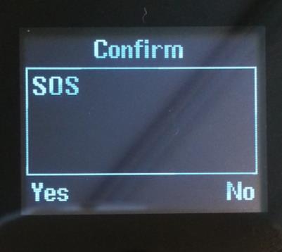 SOS Noodsituatie In geval van een noodsituatie houdt de SOS knop voor 3 seconden ingedrukt. Het toestel zal gaan trillen en vragen om een bevestiging op het display scherm (confirm: yes or no).