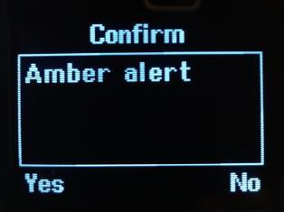 Amber Alert (indien geactiveerd) Activeer de amber alert timer (volgens vooraf ingesteld interval) door de linker schermtoets voor 3 seconden ingedrukt te houden.