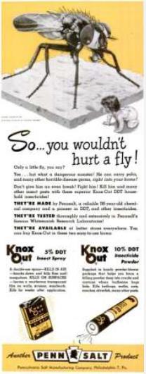 foto 12.4: Knox Out DDT product advertentie. (1948) Onderzoekers zijn niet zeker van de oorzaak van transverse myelitis.